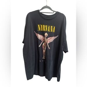 NIRVANA IN UTERO Relaxed Graphic Tee Unisex LG Music Band T-shirt Black